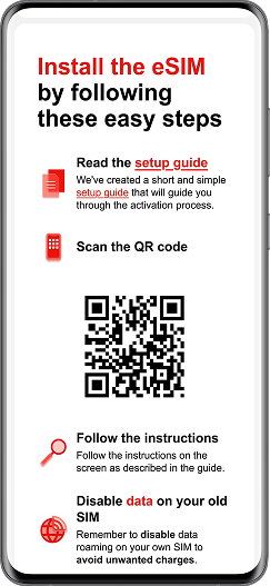 Open the email with your eSIM activation info and screenshot the QR code.