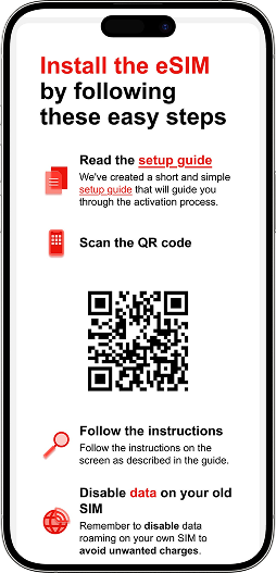 Open the email with your eSIM activation info and long press the QR code.