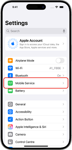 Go to Settings and tap Mobile services.