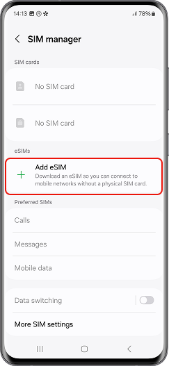 Set your new eSIM as the preferred SIM for calls, messages, and data.